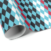 Diamanten in zwart, rood, wit en turquoise Mod Cadeaupapier (Rol Hoek)