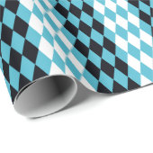 Diamanten in zwart-wit turkooise Mod Cadeaupapier (Rol Hoek)