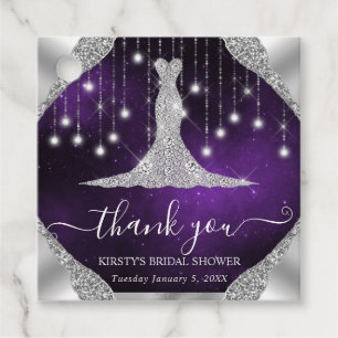 Diamanten jurk & Bokeh slinger bruidsmeisjesfeest Bedankjes Labels