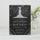 Diamanten jurk & bokeh slingerlichten Sweet 16 Kaart (Staand voorkant)