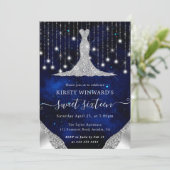 Diamanten jurk & Bokeh slingerlichten Sweet 16 Kaart (Staand voorkant)