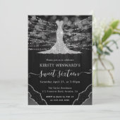 Diamanten jurk & Bokeh snoer verlichting Sweet 16 Kaart (Staand voorkant)