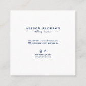 Diamanten jurk op marineblauwe weddingplanner vierkante visitekaartje (Achterkant)