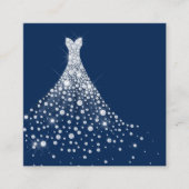 Diamanten jurk op marineblauwe weddingplanner vierkante visitekaartje (Voorkant)