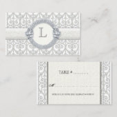 Diamanten & Kant, Monogram Trouwtafel Zitplaatsen Plaatskaartje (Voorkant / Achterkant)