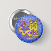 diamanten kat speld ronde button 5,7 cm (Voorkant /achterkant)