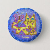 diamanten kattenpin ronde button 5,7 cm (Voorkant)