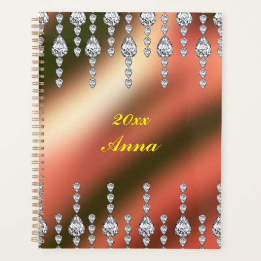 Diamanten Koper Satijn Custom Planner (Voorkant)
