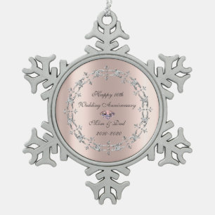 Diamanten Krullen Roze Goud 10e Trouwdag Tin Sneeuwvlok Ornament