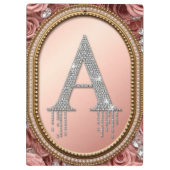Diamanten Letter A Monogram in Gouden Frame met Ro Klembord (Achterkant)