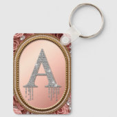 Diamanten Letter A Monogram in Gouden Frame met Ro Sleutelhanger (Achterkant)
