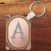Diamanten Letter A Monogram in Gouden Frame met Ro Sleutelhanger (Achterkant)