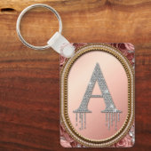 Diamanten Letter A Monogram in Gouden Frame met Ro Sleutelhanger (Voorkant)