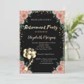 Diamanten Lijst, ballonnen, Floral Retirement Part Kaart (Staand voorkant)