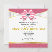 Diamanten lint met roze damastpatroon save the date (Achterkant)