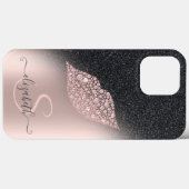 Diamanten Lippen Glitter Ombre Roze Goud Case-Mate iPhone Case (Achterkant (horizontaal))