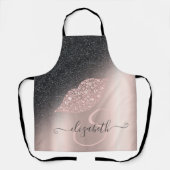 Diamanten Lippen Glitter Ombre Roze Goud Schort (Voorkant)
