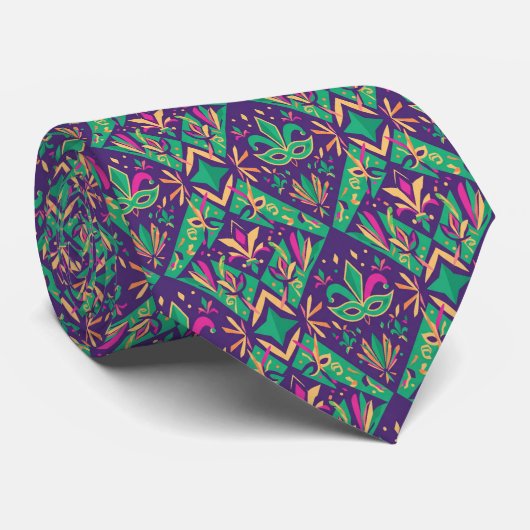 Diamanten Masquerade Mardi Gras stropdas (Opgerold)