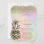 Diamanten, Metallic Pineapple Holographic Sweet 16 Kaart (Voorkant)
