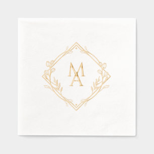 Diamanten Monogram Met Bloemen Servetten