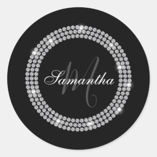 Diamanten Monogram Ronde Sticker