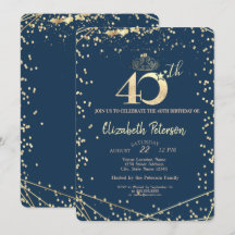 Diamanten Navy Blauwe Gouden 40ste Verjaardagsfees