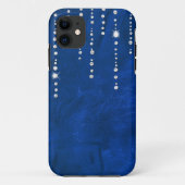 Diamanten op blauw leer Case-Mate iPhone case (Achterkant)