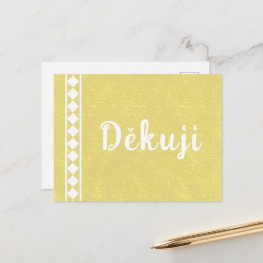 Diamanten op een Tsjechische bedankkaart Briefkaart (Voorkant / Achterkant in situ)