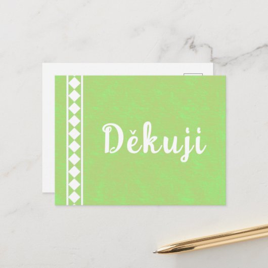 Diamanten op een Tsjechische bedankkaart Briefkaart (Voorkant / Achterkant in situ)