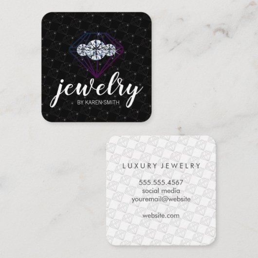 Diamanten op Fleek | uitvoerend Vierkante Visitekaartje (Voorkant / Achterkant)