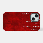 Diamanten Op Rode Leer iPhone 15 Case (Achterkant horizontaal)