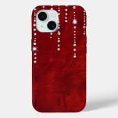 Diamanten op rood leer Case-Mate iPhone case (Achterkant)