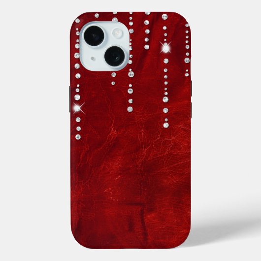 Diamanten op rood leer Case-Mate iPhone case (Achterkant)
