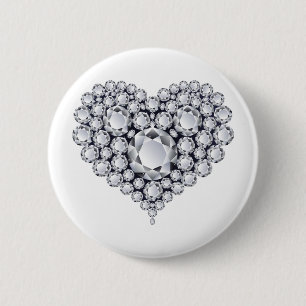 diamanten op zwarte Pareltjes Ronde Button 5,7 Cm