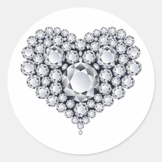 diamanten op zwarte Pareltjes Ronde Sticker (Voorkant)