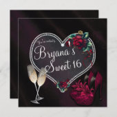 Diamanten Parels Donker Hart Hoge Hakken Zoet 16 Kaart (Voorkant / Achterkant)