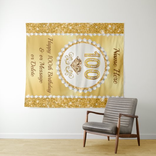 Diamanten, Parels Groot, 100e Verjaardag Achtergro Wandkleed (In Situ (horizontaal))