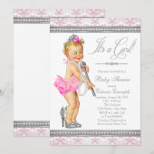 Diamanten Parels Hoge Hakken Kleine Dame Baby Show Kaart (Voorkant / Achterkant)