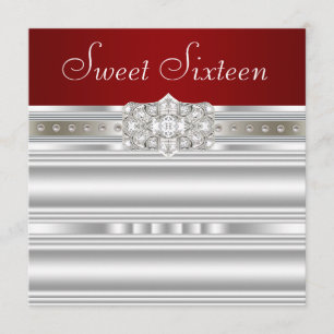 Diamanten Parels Robijn Rode Sweet Sixteen Verjaar Kaart