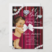 Diamanten & Parels Rode Glamour Baby shower Kaart (Voorkant)