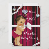 Diamanten & Parels Rode Glamour Baby shower Kaart (Achterkant)