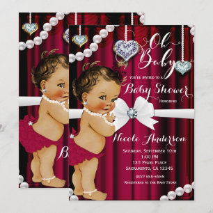 Diamanten & Parels Rode Glamour Vintage Baby Borre Kaart