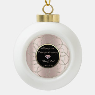 Diamanten Parels Roze Goud 50ste Huwelijksverjaard Keramische Bal Ornament