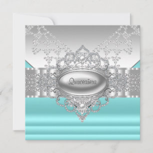 Diamanten Parels Turquoise Blauwe Quinceanera Uitn Kaart