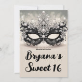 Diamanten & Parels Zwart Kant Masquerade Zoet 16 Kaart (Achterkant)