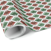 Diamanten patroon seizoensgebonden rood groen cadeaupapier (Rol Hoek)