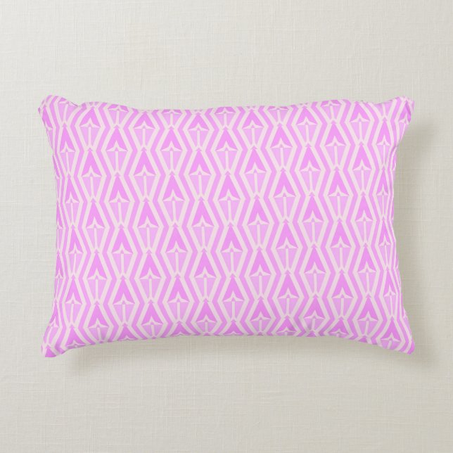 Diamanten & Pijlen Roze en Witte Accent Kussen  (Voorkant)