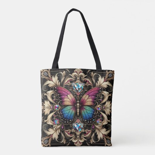 Diamanten Regenboogvlinder Luxe Tas (Achterkant)
