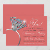 Diamanten ring, Bling Bruidsmeisje, ze zei ja Kaart (Voorkant / Achterkant)