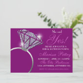 Diamanten ring, Bruids SHower, ze zei ja Kaart (Staand voorkant)